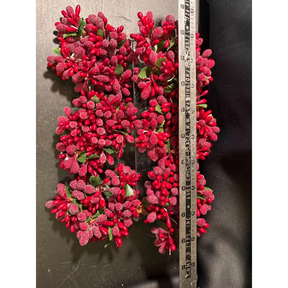 Vintage Red Sugared Berry Napkin Rings Set of 6 Holiday Christmas Table Decor
